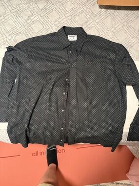 Wrangler Black Shirt with White Micro Dot Pattern